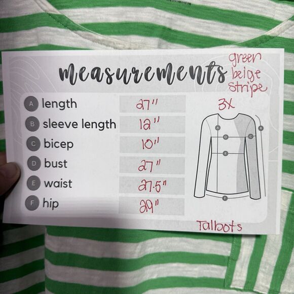 Talbots Green and White Striped Tee - Picture 5 of 5